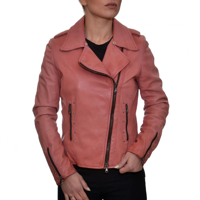 Coral on sale leather jacket