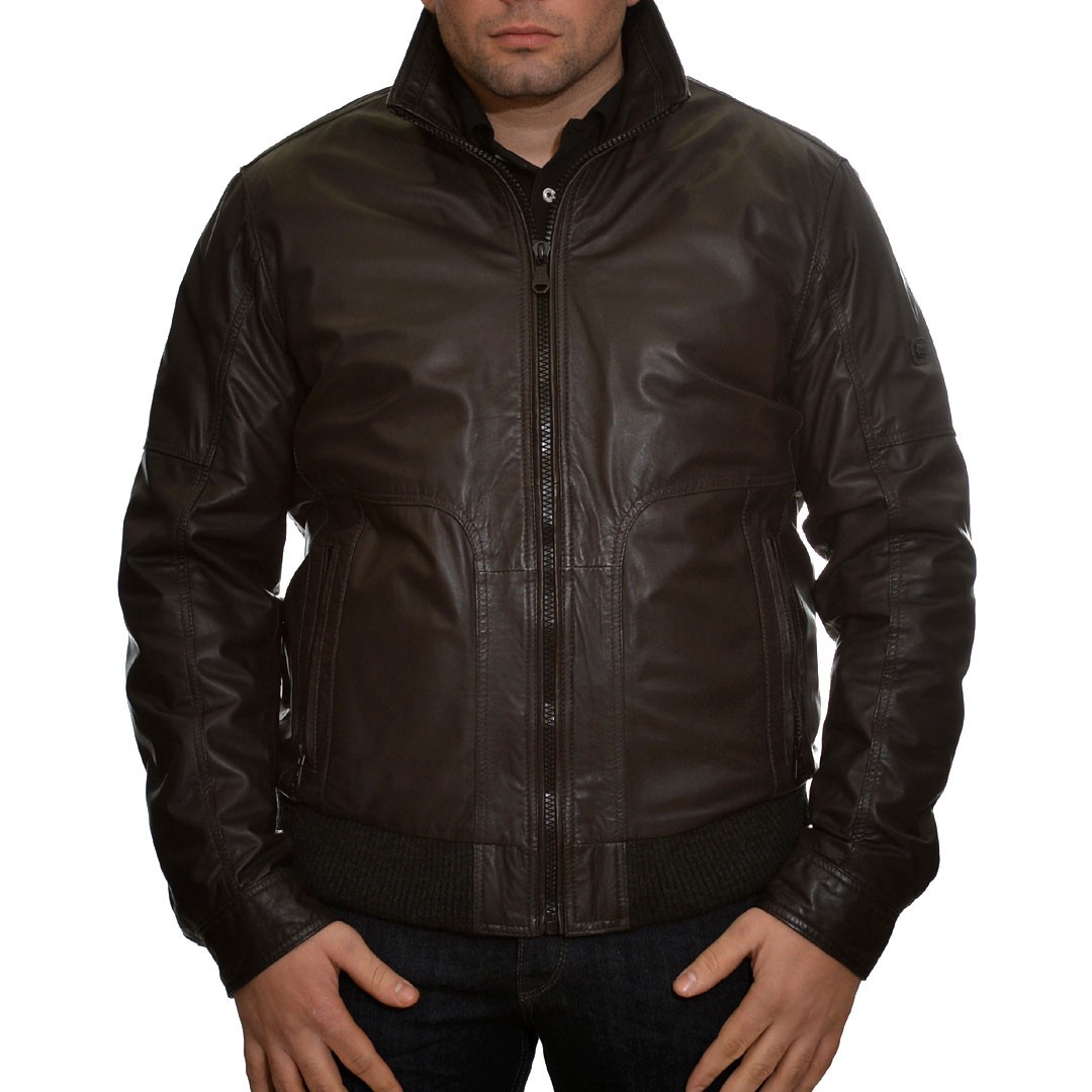 Men's Leather Jacket Lamb Dark Brown TRAPPER - Sioutis Leather