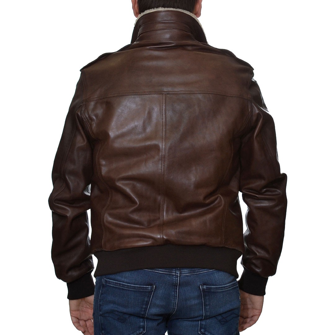 Men's Leather Jacket Lamb Brown ENJOY ITALIA - Sioutis Leather